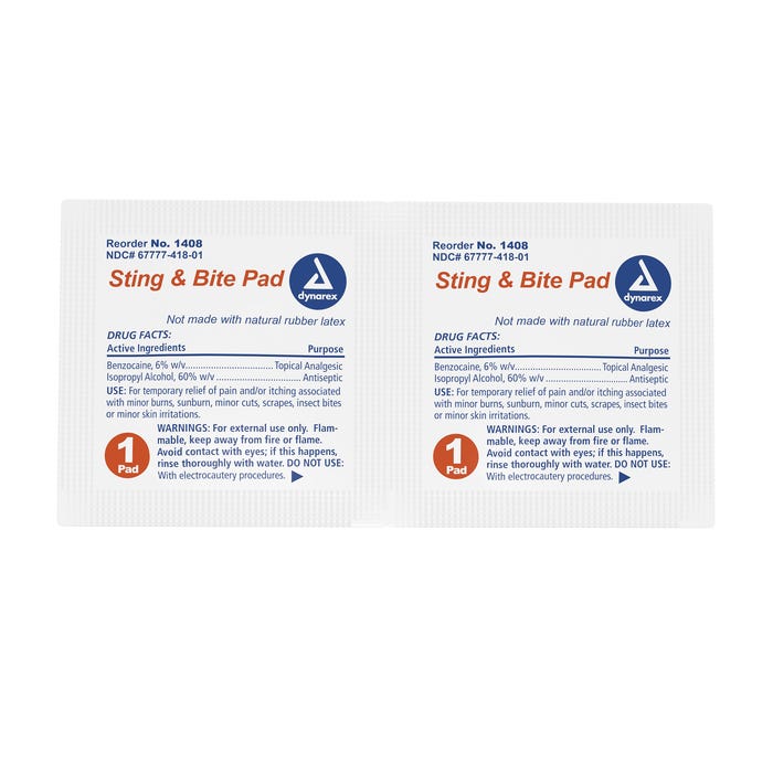 Dynarex Sting & Bite Pad, Bulk Pack case of 3000