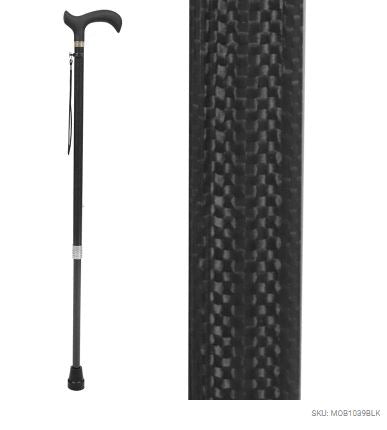 CARBON FIBER CANE, ULTRALIGHT, 29"-37.5", 250 LBS, BLACK - MOB1039BLK