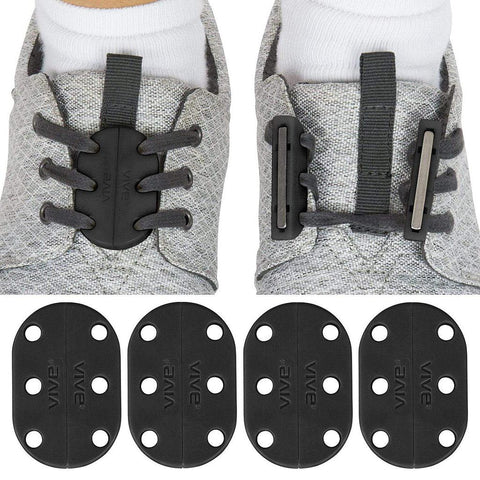 MAGNETIC SHOE CLOSURES, ANY TIE SHOE, TWO SETS W/ANCHOR CLIPS, BLACK