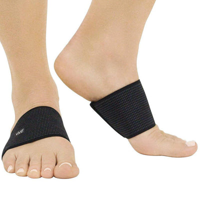 ADJUSTABLE ARCH SLEEVES, RIBBED, 6 GEL INSERTS, UP TO 10.5" ARCH, 1 PAIR, BLACK