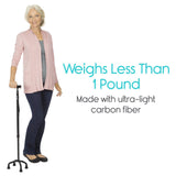 CARBON FIBER QUAD CANE, ULTRALITE, REVERSIBLE, 26"-36" - MOB1023BLK