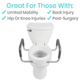 3.5" TOILET SEAT RISER W/ARMS, USE WITH EXISTING SEAT, ELONGATED