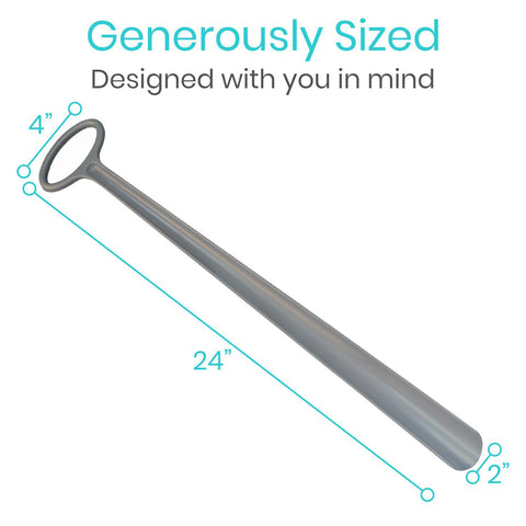 24" SHOE HORN, LARGE OVAL GRIP, SMOOTH EDGES, HEAVY-DUTY - LVA1012SLV