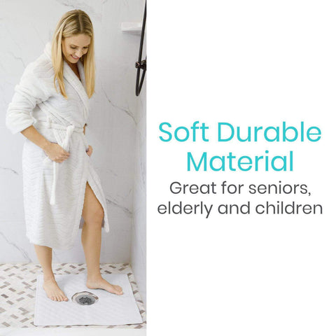 22" X 22" SHOWER MAT, 6" CENTER DRAIN, TEXTURED, 200 SUCTION CUPS