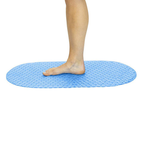 26" OVAL BATH MAT, NONSLIP SUCTION CUPS, BLUE PVC