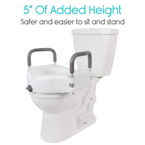 5" RAISED TOILET SEAT, CONTOURED, PADDED HANDLES, NO TOOL INSTALLATION - LVA1011