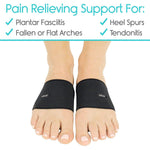 ADJUSTABLE ARCH SLEEVES, RIBBED, 6 GEL INSERTS, UP TO 10.5" ARCH, 1 PAIR, BLACK