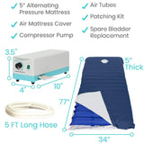5" ALTERNATING PRESSURE MATTRESS, PRESSURE PUMP, TWIN, WATERPROOF COVER - LVA1082