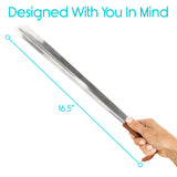 16" METAL SHOE HORN, STAINLESS STEEL, LEATHER GRIP, 2 PK - LVA1092PAK2