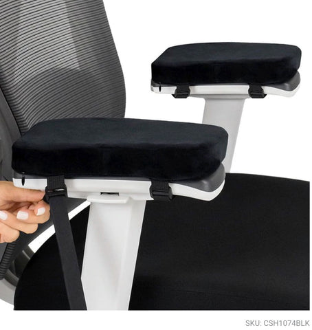 ARMREST PADS, MEMORY FOAM, 2 CT, NONSLIP COVER, BLACK - CSH1074BLK