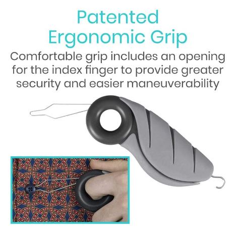 BUTTON HOOK, THIN WIRE FOR EVERY BUTTON SIZE, SHAPED FOR GREATER CONTROL, ZIPPER PULL - LVA2051