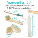 14" BODY BRUSH, TWO BRUSH HEADS W/COARSE, SOFT BRISTLES, FACIAL BRUSH - LVA2013