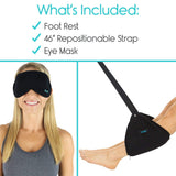 TRAVEL FOOTREST PADDED SLING, ADJUSTABLE STRAP, SLEEP EYE MASK -  LVA2023BLK