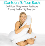 C-SHAPED BODY PILLOW, POLYFIBER, 54" X 6" WHITE COVER - CSH1039WHT