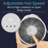 AIR PURIFIER, CARBON & HEPA FILTER, 16" X 7.7", FOR ROOMS UP TO 172 SQ FT - LVA2027WHT