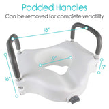 5" RAISED TOILET SEAT, CONTOURED, PADDED HANDLES, NO TOOL INSTALLATION - LVA1011