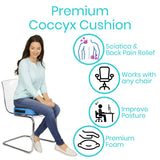 COCCYX CUSHION, CONTOURED MEMORY FOAM, 18.78” x 14.02” x 2.99” - CSH1060BLU