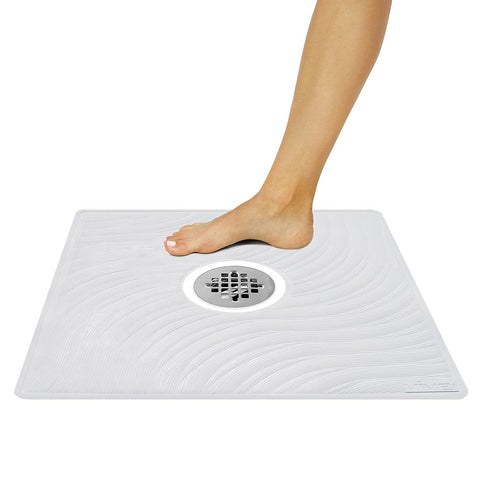 22" X 22" SHOWER MAT, 6" CENTER DRAIN, TEXTURED, 200 SUCTION CUPS