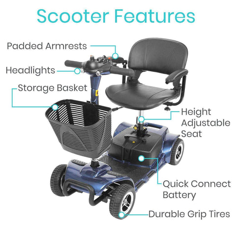 4 WHEEL MOBILITY SCOOTER, LONG RANGE, 265LB CAPACITY, BLACK