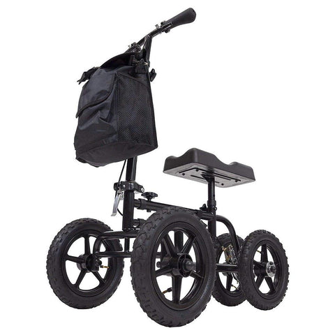 ALL TERRAIN KNEE WALKER, STEEL FRAME, 12" TIRES, FOLDABLE, 300LBS, BLACK