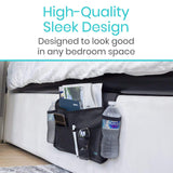 BEDSIDE CADDY, 13.5" WIDE, MESH POCKETS, EXTRA-LONG FLAP - LVA2055BLK