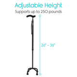 CARBON FIBER QUAD CANE, ULTRALITE, REVERSIBLE, 26"-36" - MOB1023BLK