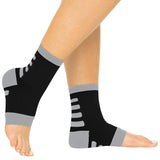 ANKLE COMPRESSION SOCKS, OPEN TOE, M:7 - 10, W: 7 - 10.5, BLACK W/GRAY