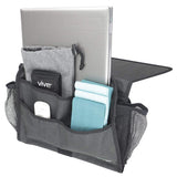 BEDSIDE CADDY, 13.5" WIDE, MESH POCKETS, EXTRA-LONG FLAP - LVA2055BLK
