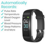 FITNESS TRACKER WRISTBAND W/APP, USB RECHARGEABLE, TOUCH SCREEN, BLACK