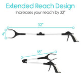 32" FOLDING REACHER GRABBER W/4" ROTATING CLAW - LVA2006
