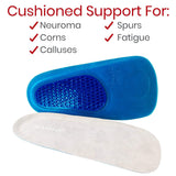 3/4 LENGTH GEL INSOLES, SHOCK ABSORBING W/LINER, M:8-10
