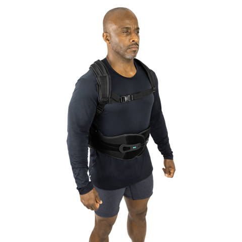 456 TLSO BACK BRACE, SINGLE PULLEY, PADDED SHOULDER/CHEST STRAP, 7 SIZES FOR 25"-68"  - SUP2054BLK