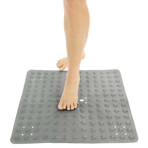 20" X 20" SHOWER MAT, NONSLIP SUCTION CUPS, CENTER DRAIN, BLUE PVC