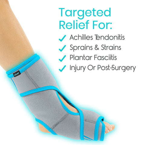 ANKLE ICE WRAP, 3 HOT/COLD GEL PACKS, REVERSIBLE -SUP1068GRY