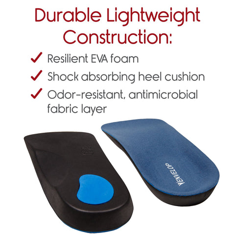 3/4-LENGTH ORTHOTIC INSOLE, ANTIMICROBIAL, M: 9.5 - 11, W: 10.5 - 12