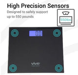BARIATRIC SMART SCALE W/APP, 550 LBS, 14.5" WIDE TEMPERED GLASS, BLACK - DMD1048BLK