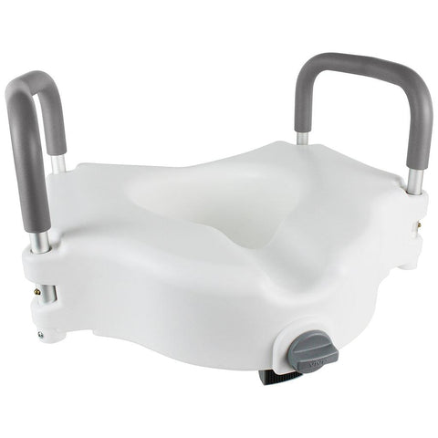 5" RAISED TOILET SEAT, CONTOURED, PADDED HANDLES, NO TOOL INSTALLATION - LVA1011