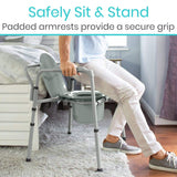 BARIATRIC COMMODE, ADJUSTABLE STEEL FRAME, 6 QT PAIL W/LID, SPLASH GUARD - LVA1059