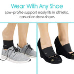 ADJUSTABLE ARCH SLEEVES, RIBBED, 6 GEL INSERTS, UP TO 10.5" ARCH, 1 PAIR, BLACK