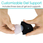 ADJUSTABLE ARCH SLEEVES, RIBBED, 6 GEL INSERTS, UP TO 10.5" ARCH, 1 PAIR, BLACK