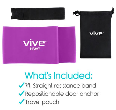 7' STRAIGHT HEAVY RESISTANCE BAND, DOOR ANCHOR, PURPLE - RHB1028PUR