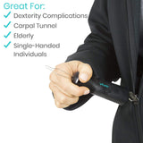 BUTTON HOOK W/ZIPPER PULL, WIRE LOOP, NONSLIP HANDLE - LVA1014