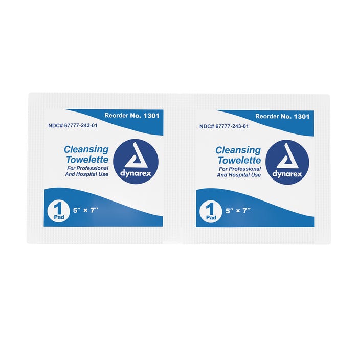 Dynarex Cleansing Towelettes, 5"X7" case of 10/100/cs Quantity per box: 100