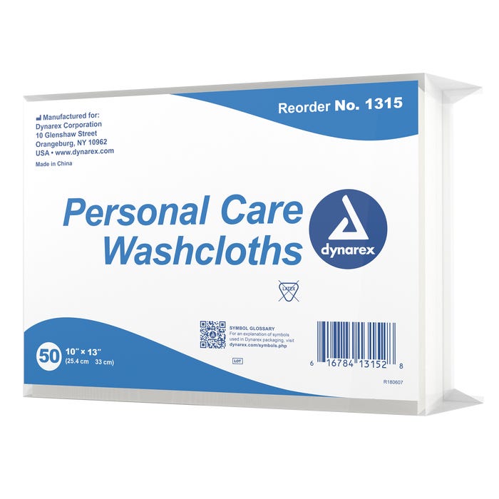 Dynarex Personal Cleansing Washcloths (Dry Wipes) case of 10/50/cs Quantity per box: 50