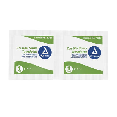 Dynarex Castile Soap Towelettes, 5" X 7" case of 10 Quantity per box: 100