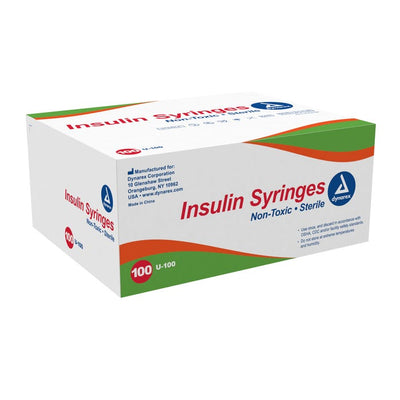 Dynarex Insulin Syringes size 1cc gauge 28G length 1/2'' case of 5 Quantity per box: 100