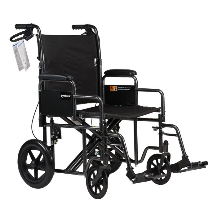 Dynarex DynaRide™ Bariatric Transport Plus Wheelchair With Swing-Away Foot Rest And Detachable Desk Arm – 22" × 18" Seat per box quantity is 1