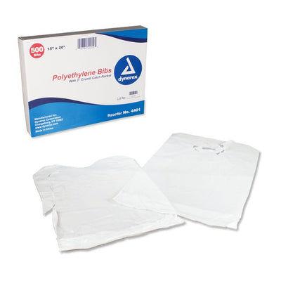 Dynarex Polyethylene Bibs case of 4 Quantity per box: 500