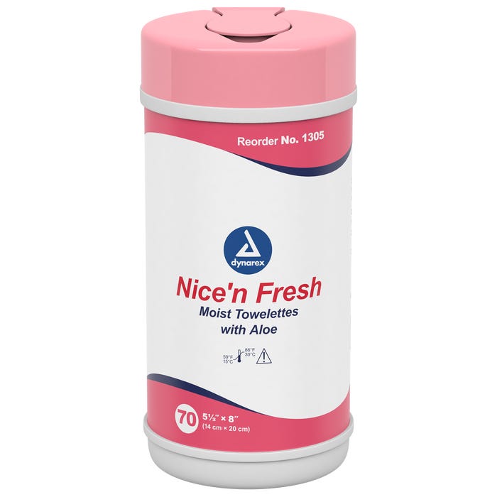 Dynarex Nice'n Fresh Towelette 5½ X 8in - 70 Wipes/Canister case of 18
