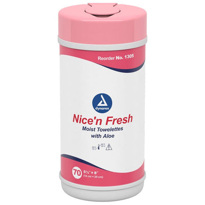 Dynarex Nice'n Fresh Towelette 5½ X 8in - 70 Wipes/Canister case of 18